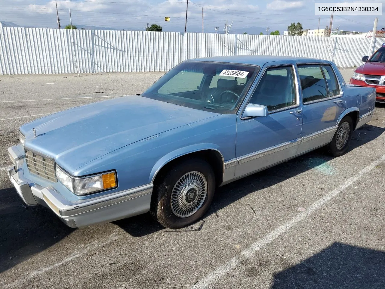 1992 Cadillac Deville VIN: 1G6CD53B2N4330334 Lot: 52239684