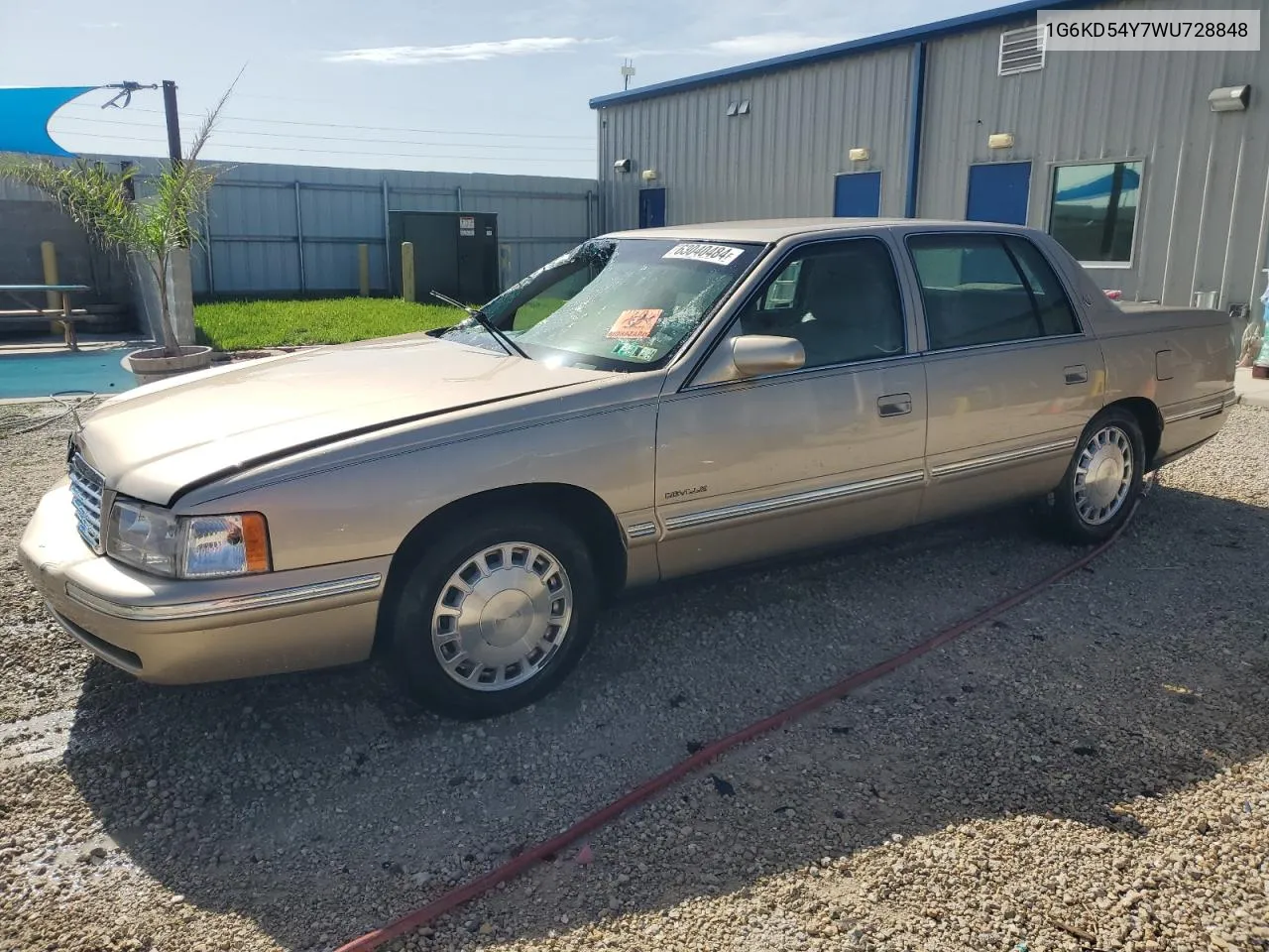 1998 Cadillac Deville VIN: 1G6KD54Y7WU728848 Lot: 63040484