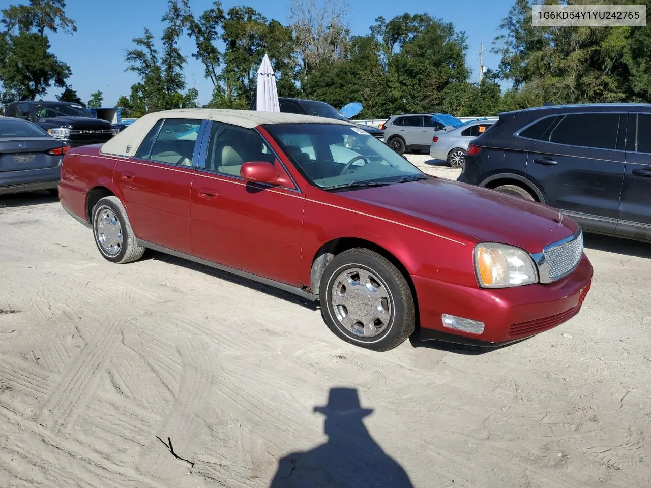 2000 Cadillac Deville VIN: 1G6KD54Y1YU242765 Lot: 76585904