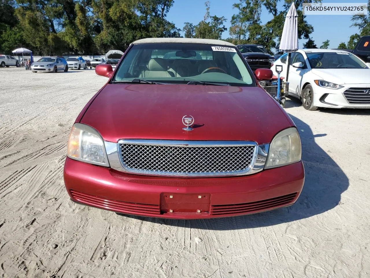 2000 Cadillac Deville VIN: 1G6KD54Y1YU242765 Lot: 76585904