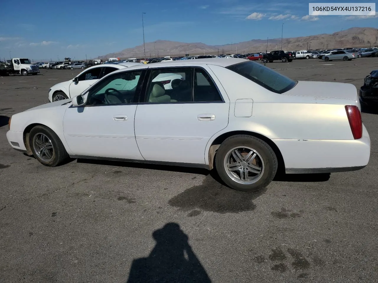 2004 Cadillac Deville VIN: 1G6KD54YX4U137216 Lot: 74922214