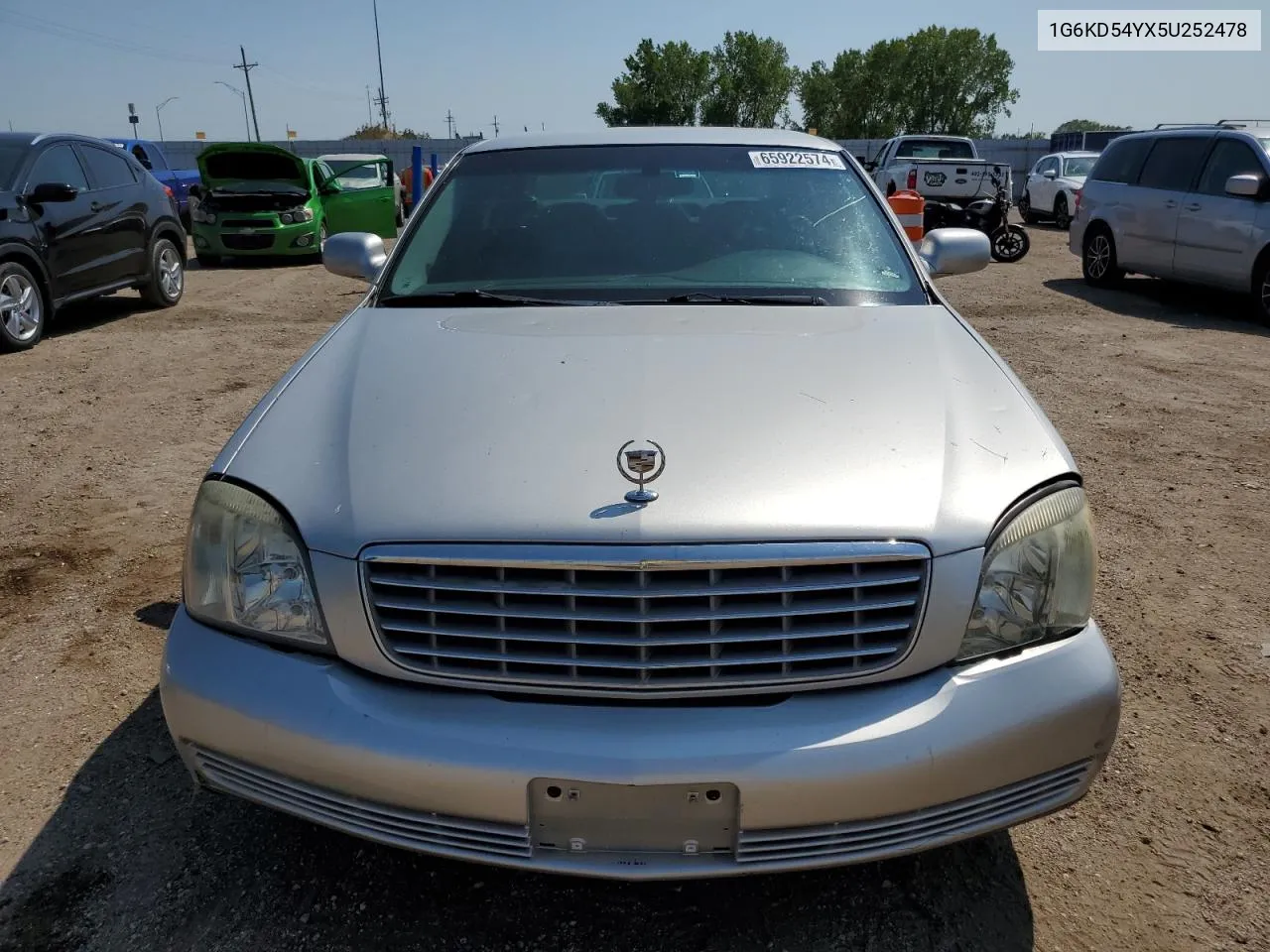 2005 Cadillac Deville VIN: 1G6KD54YX5U252478 Lot: 65922574