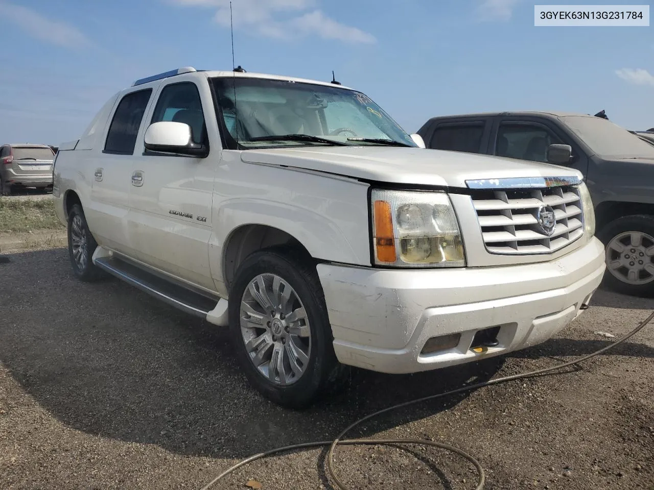 2003 Cadillac Escalade Ext VIN: 3GYEK63N13G231784 Lot: 74597174