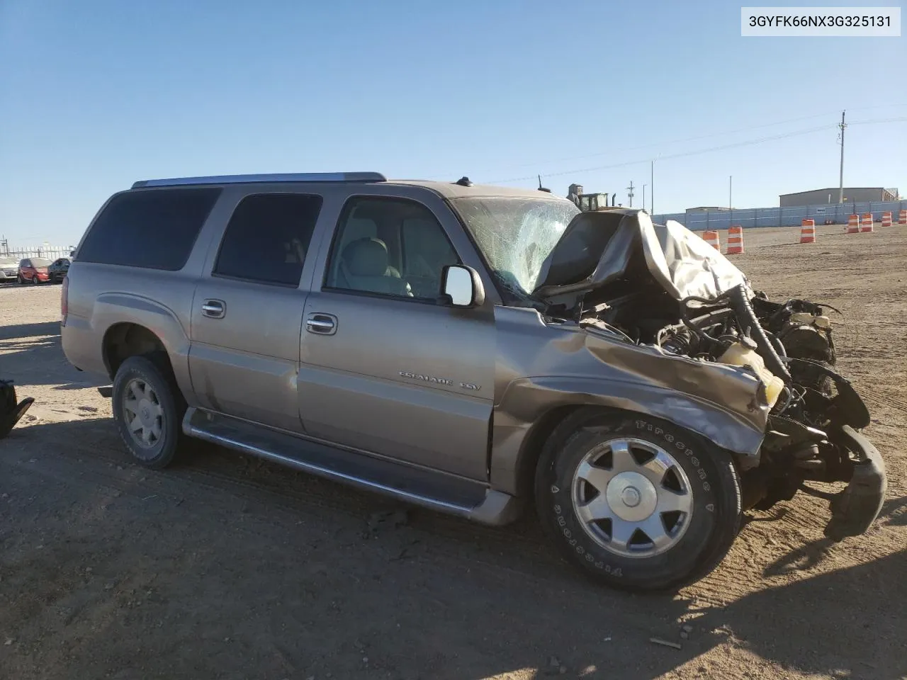 2003 Cadillac Escalade Esv VIN: 3GYFK66NX3G325131 Lot: 76061974