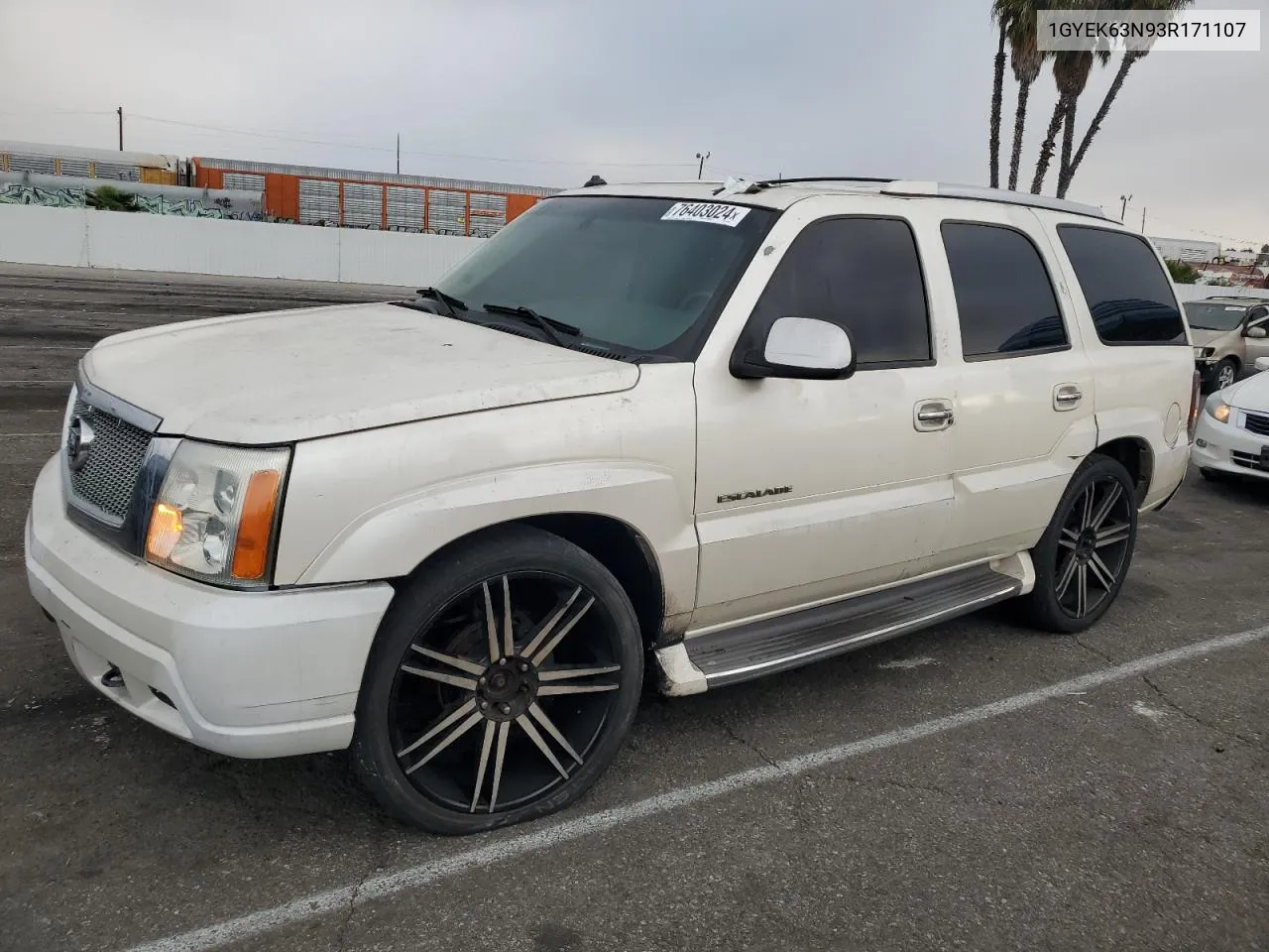 2003 Cadillac Escalade Luxury VIN: 1GYEK63N93R171107 Lot: 76403024