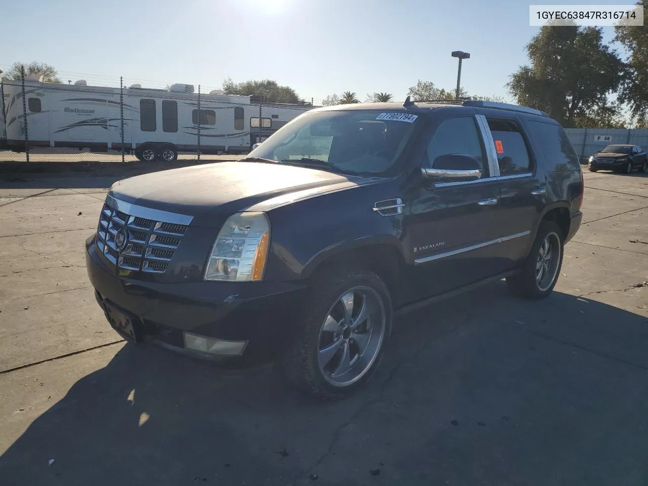 2007 Cadillac Escalade Luxury VIN: 1GYEC63847R316714 Lot: 77902794