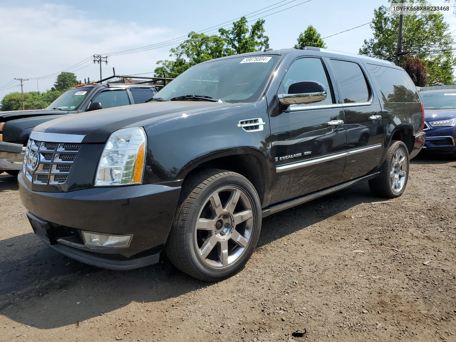 2008 Cadillac Escalade Esv VIN: 1GYFK668X8R233468 Lot: 58678004