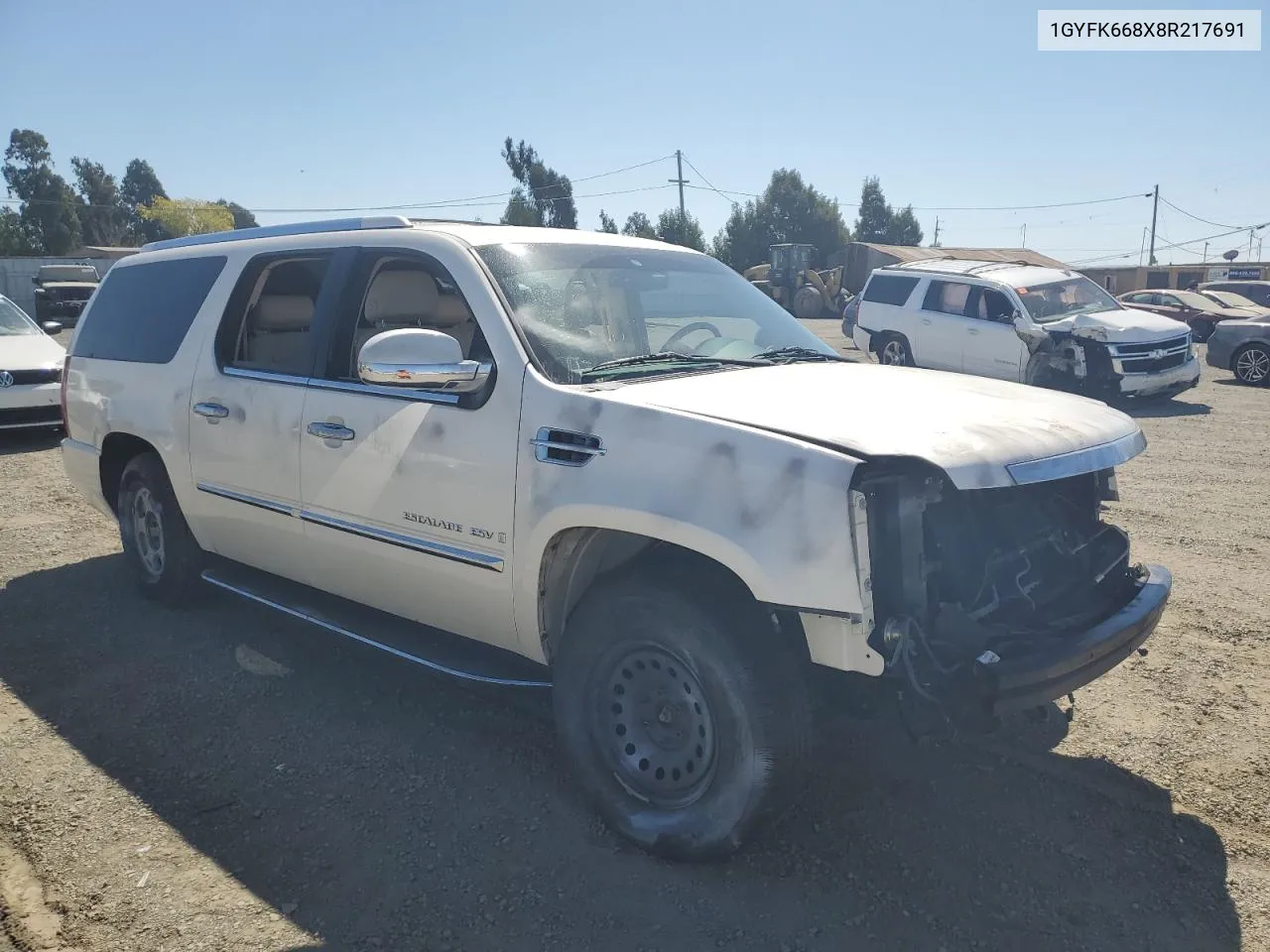 2008 Cadillac Escalade Esv VIN: 1GYFK668X8R217691 Lot: 70247334