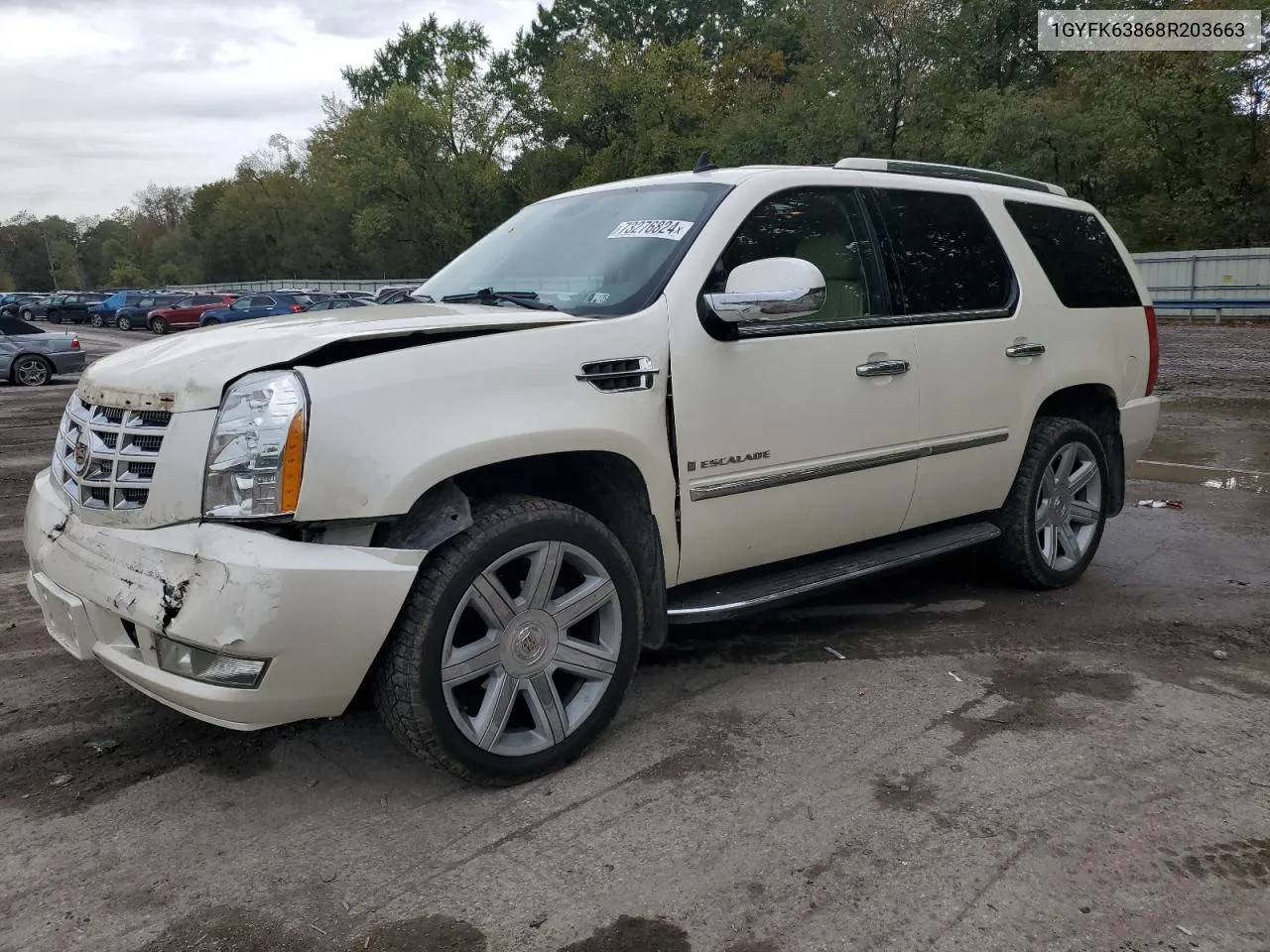 2008 Cadillac Escalade Luxury VIN: 1GYFK63868R203663 Lot: 73276824