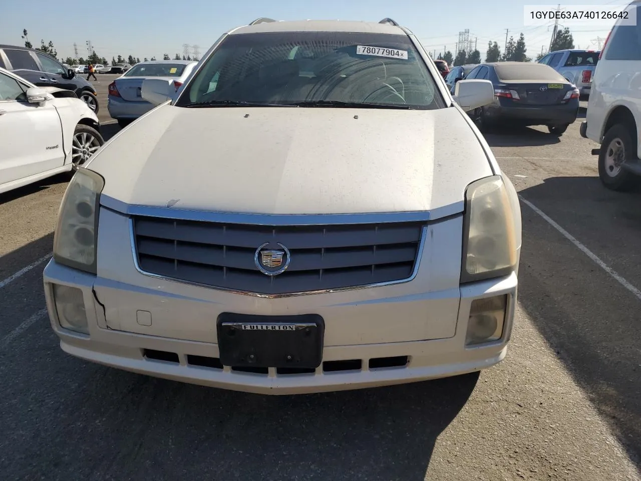 2004 Cadillac Srx VIN: 1GYDE63A740126642 Lot: 78077904