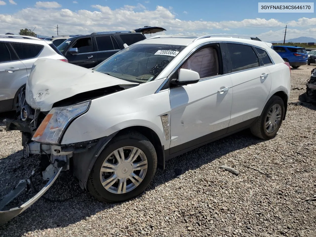 2012 Cadillac Srx Luxury Collection VIN: 3GYFNAE34CS646170 Lot: 72083584