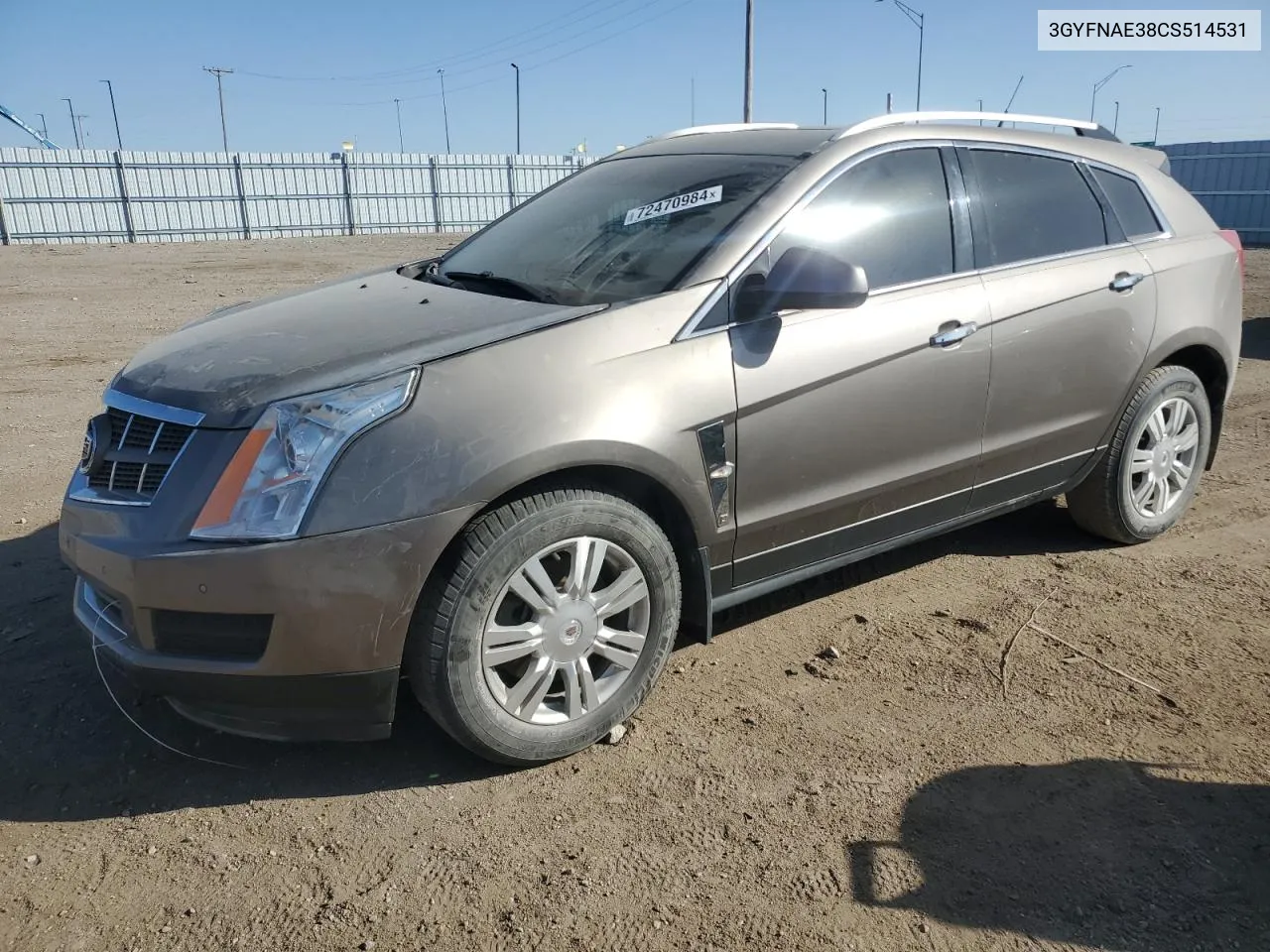 2012 Cadillac Srx Luxury Collection VIN: 3GYFNAE38CS514531 Lot: 72470984