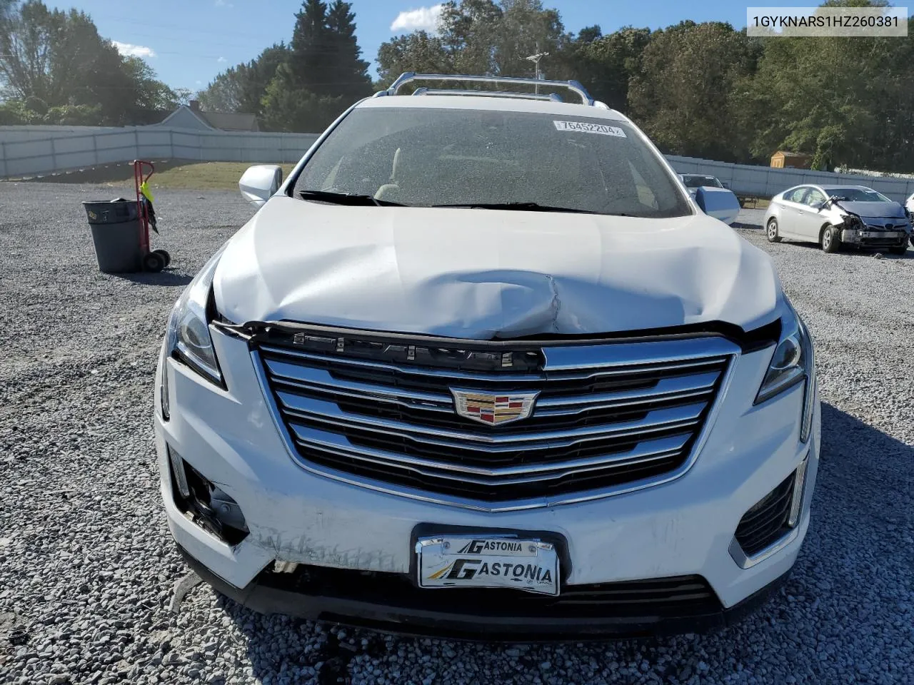 2017 Cadillac Xt5 VIN: 1GYKNARS1HZ260381 Lot: 76452204