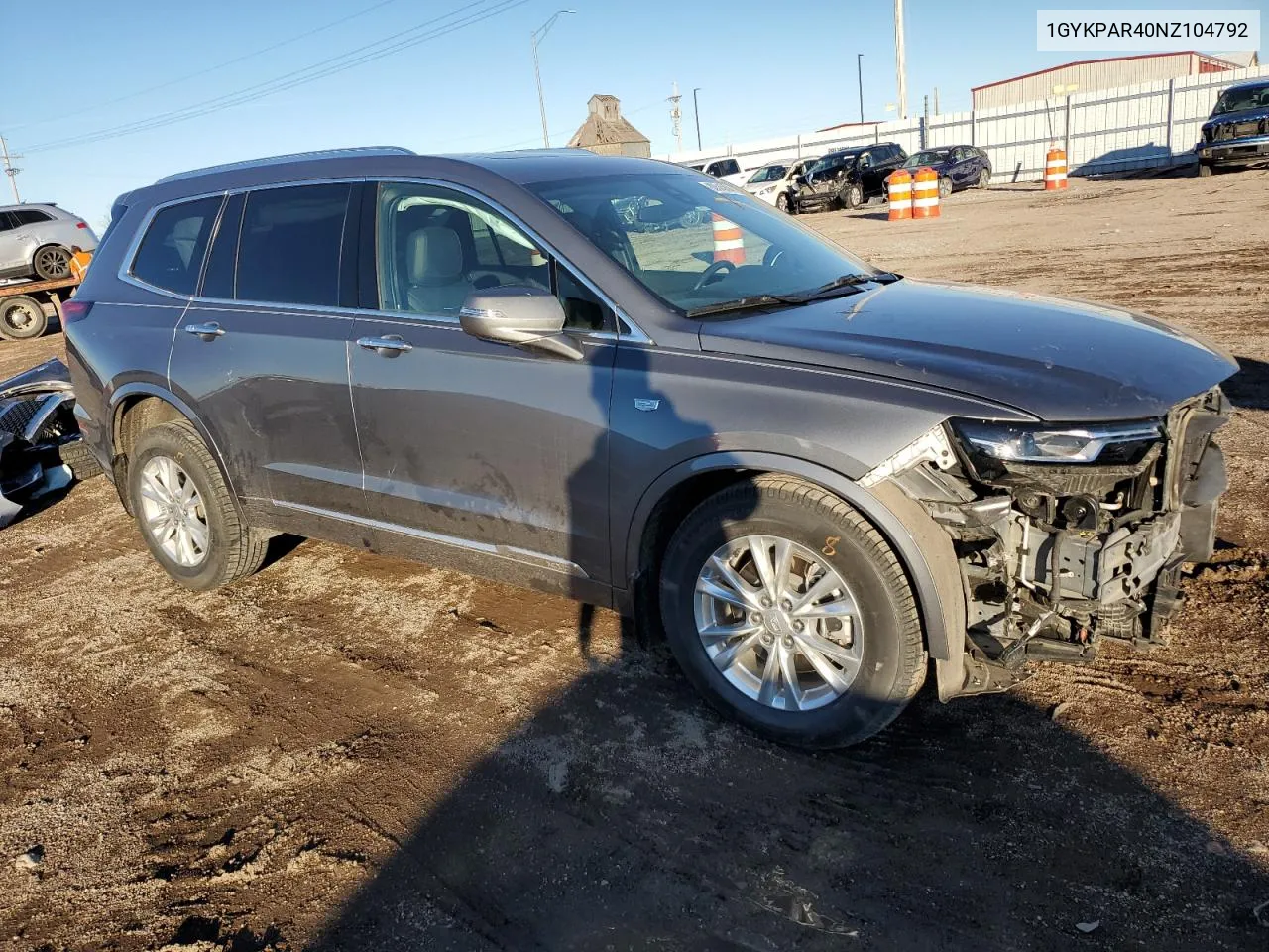 2022 Cadillac Xt6 Luxury VIN: 1GYKPAR40NZ104792 Lot: 80545804