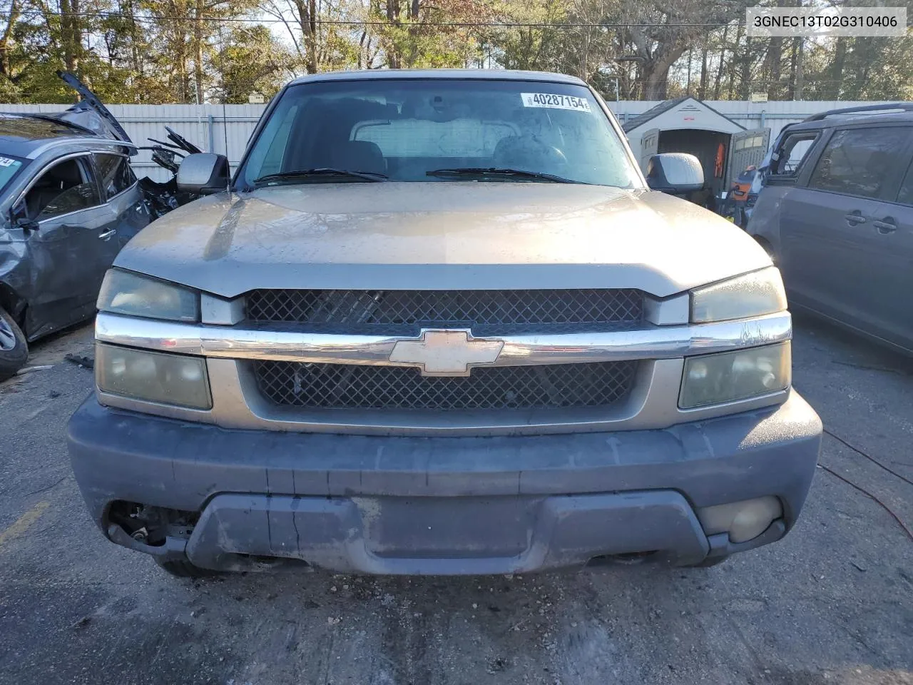 2002 Chevrolet Avalanche C1500 VIN: 3GNEC13T02G310406 Lot: 40287154