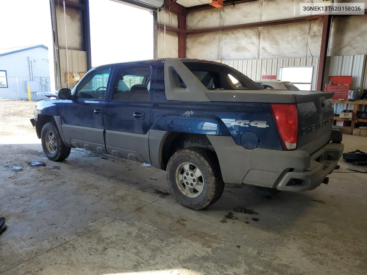 2002 Chevrolet Avalanche K1500 VIN: 3GNEK13T62G158036 Lot: 69070354