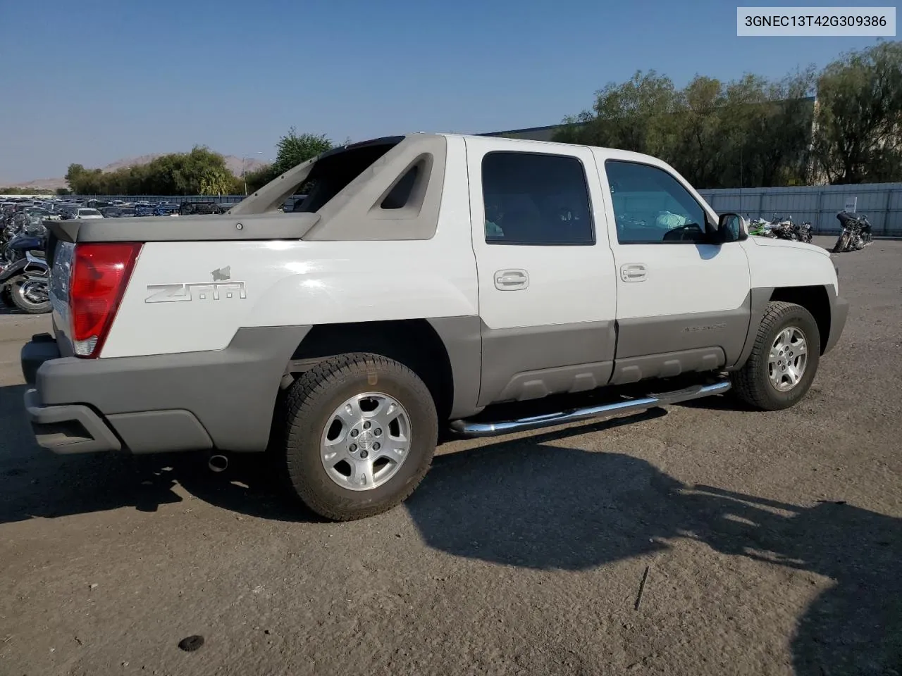 2002 Chevrolet Avalanche C1500 VIN: 3GNEC13T42G309386 Lot: 69998144