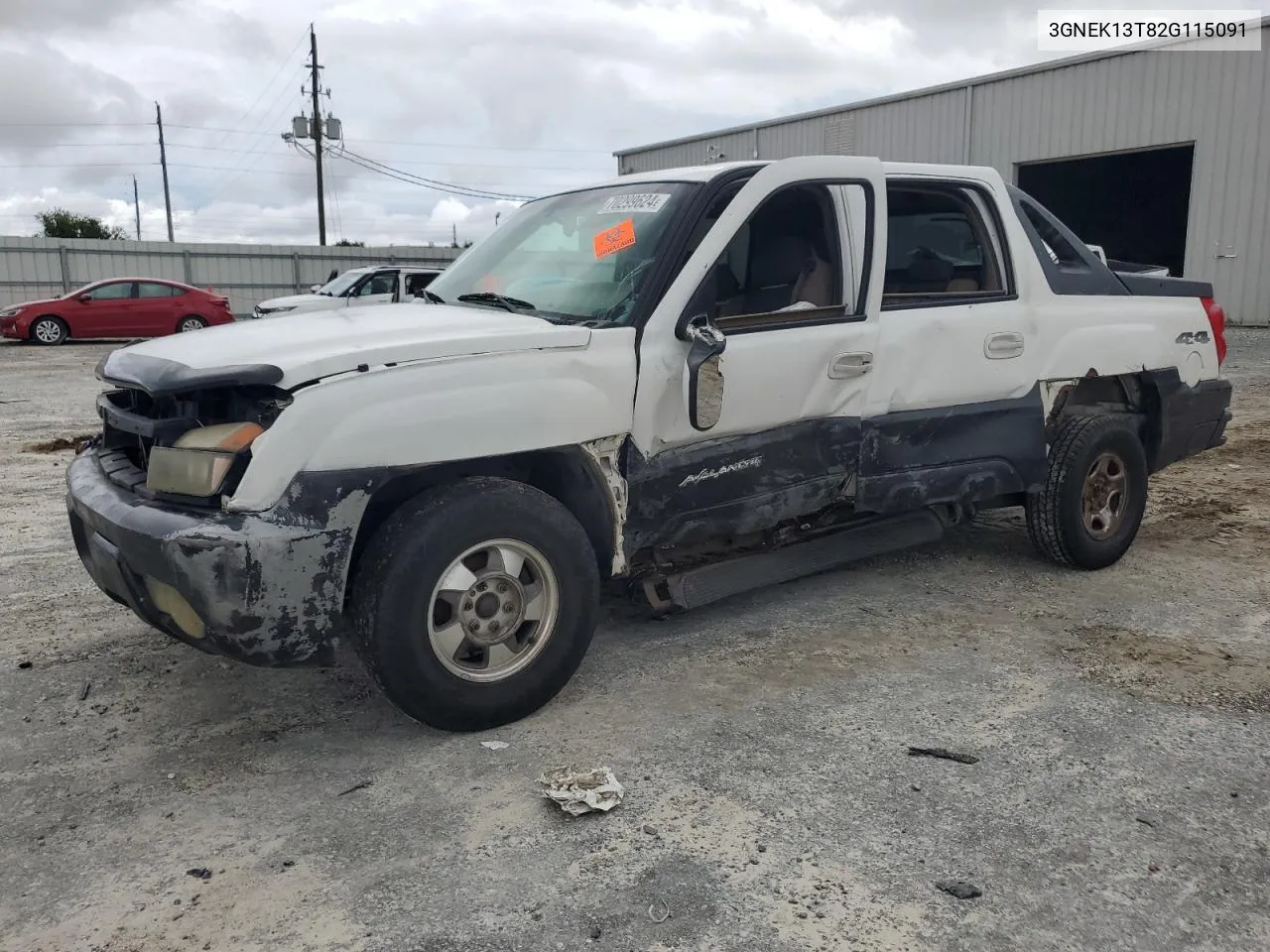 2002 Chevrolet Avalanche K1500 VIN: 3GNEK13T82G115091 Lot: 70299624