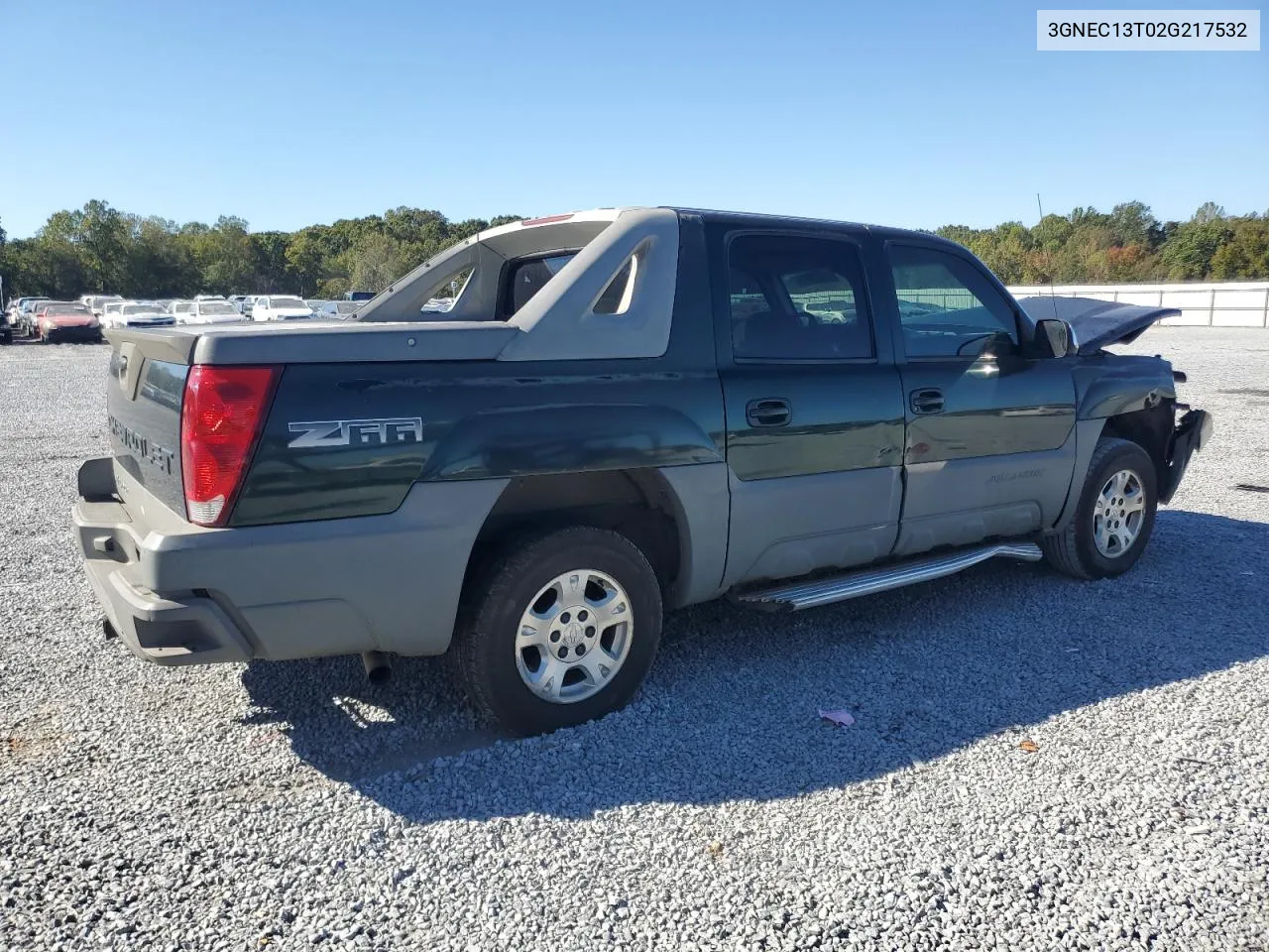 2002 Chevrolet Avalanche C1500 VIN: 3GNEC13T02G217532 Lot: 75299094