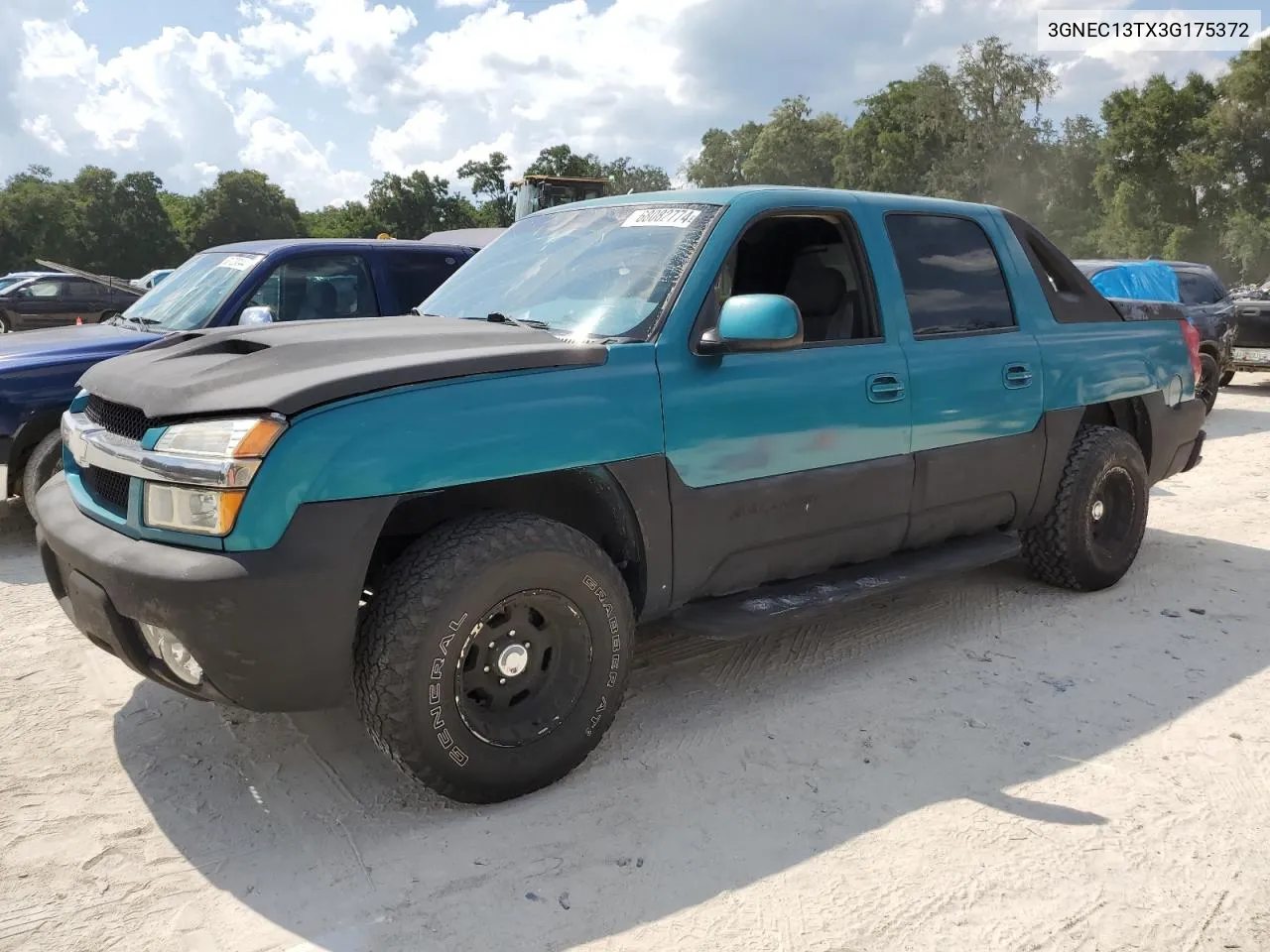 2003 Chevrolet Avalanche C1500 VIN: 3GNEC13TX3G175372 Lot: 68082774