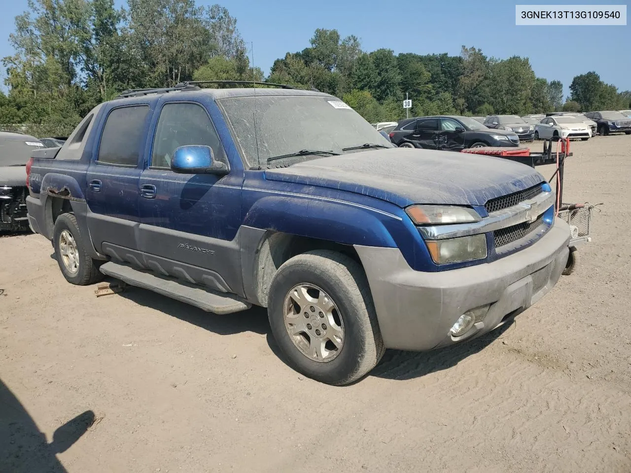 2003 Chevrolet Avalanche K1500 VIN: 3GNEK13T13G109540 Lot: 70293254