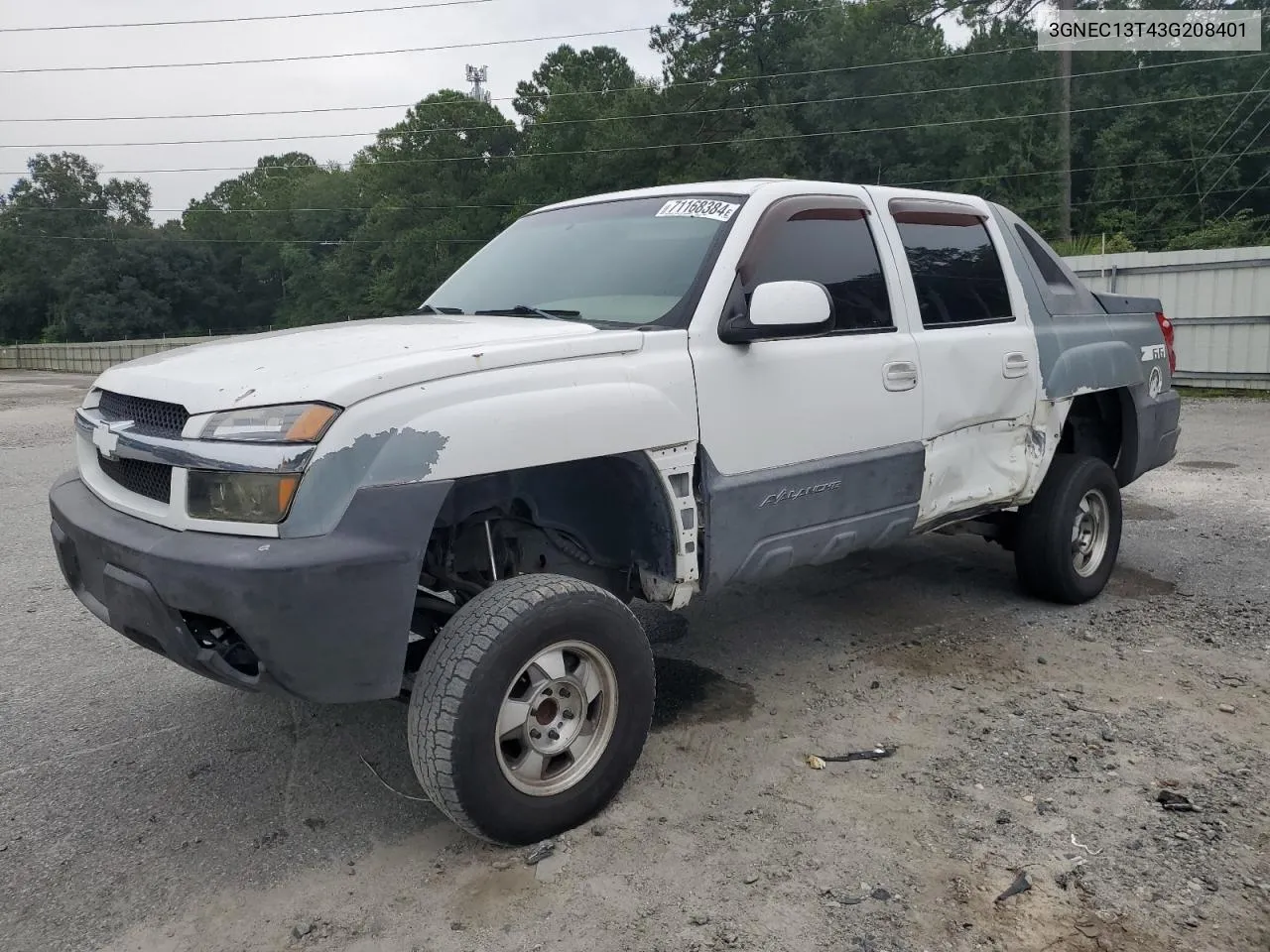 2003 Chevrolet Avalanche C1500 VIN: 3GNEC13T43G208401 Lot: 71168384