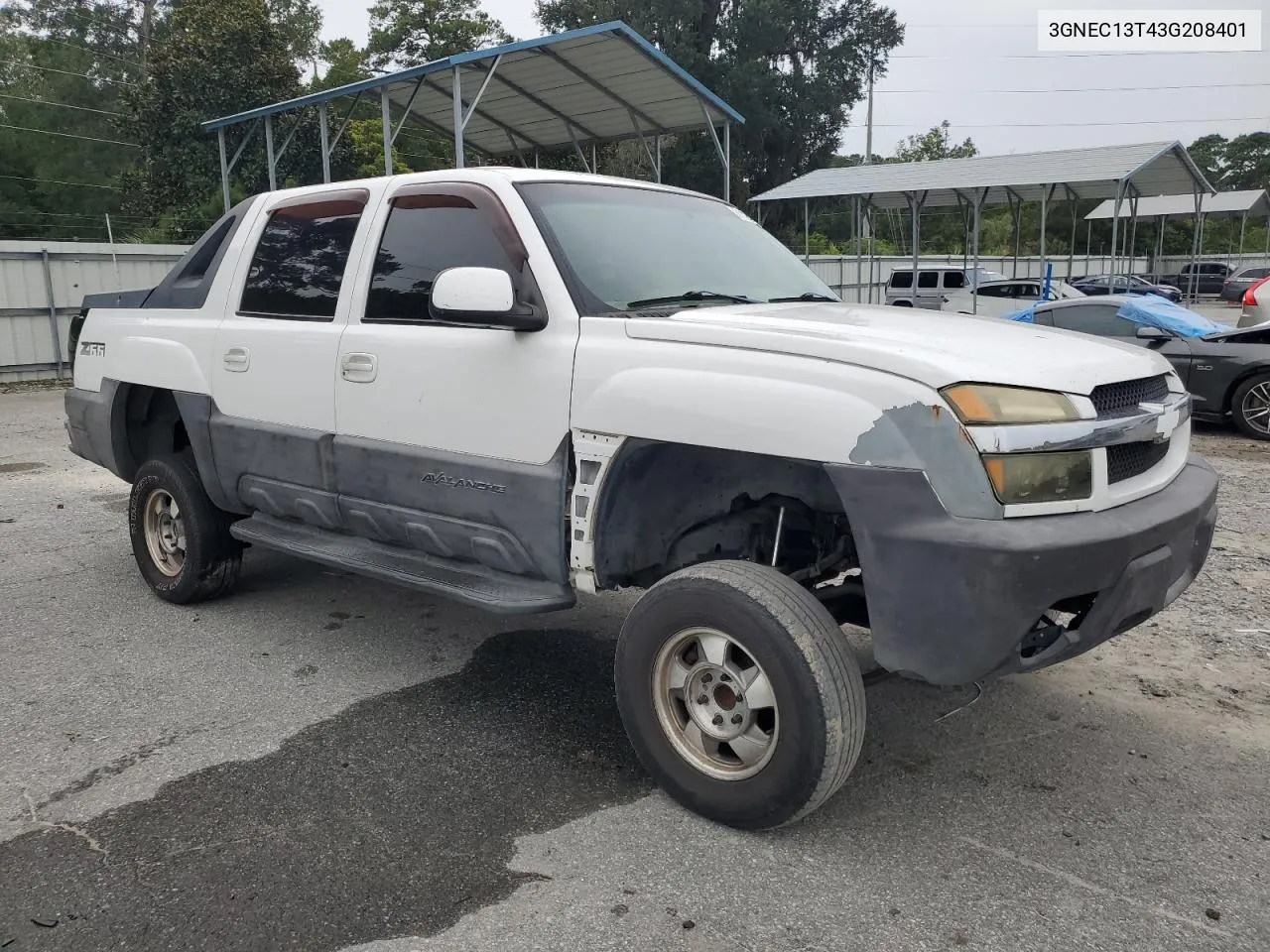 2003 Chevrolet Avalanche C1500 VIN: 3GNEC13T43G208401 Lot: 71168384