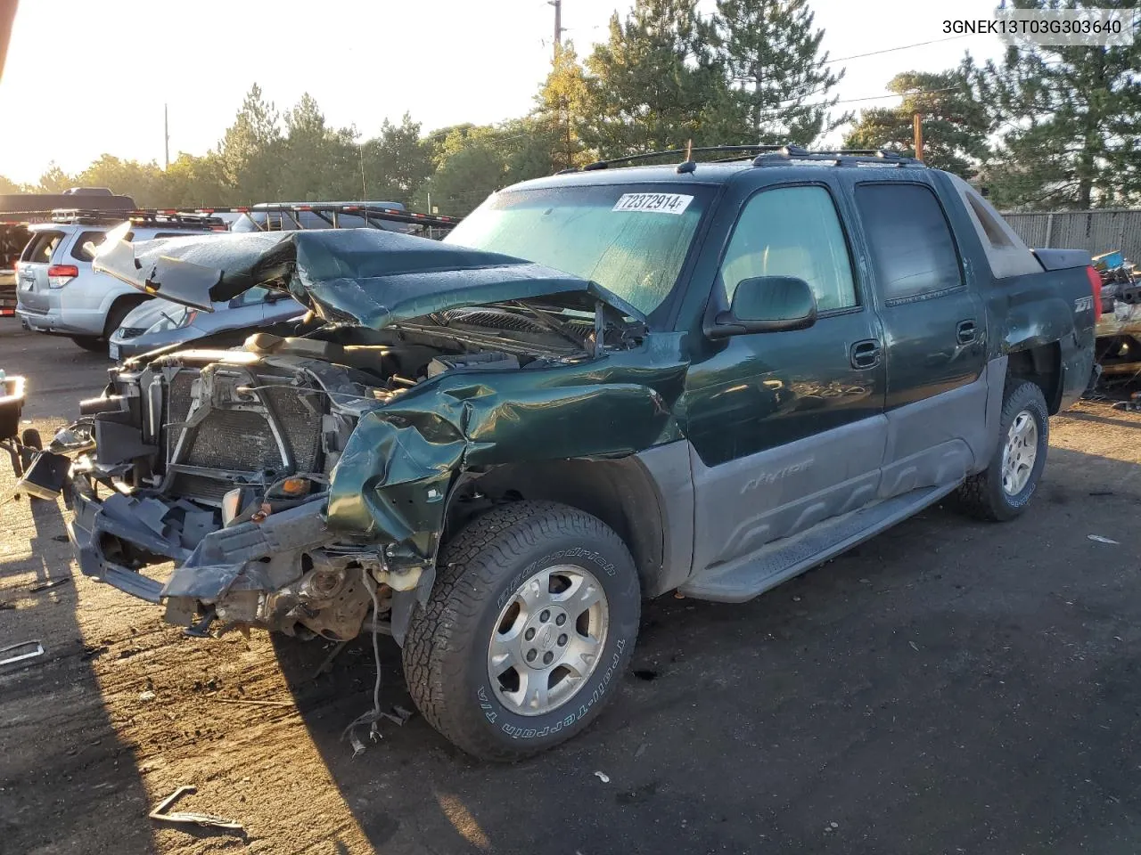 2003 Chevrolet Avalanche K1500 VIN: 3GNEK13T03G303640 Lot: 72372914