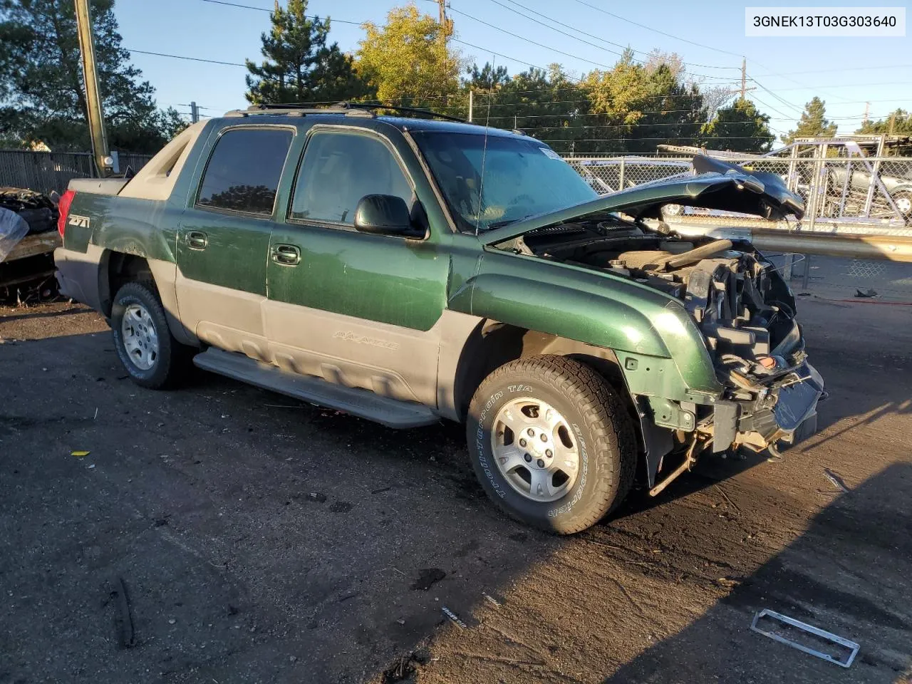 2003 Chevrolet Avalanche K1500 VIN: 3GNEK13T03G303640 Lot: 72372914