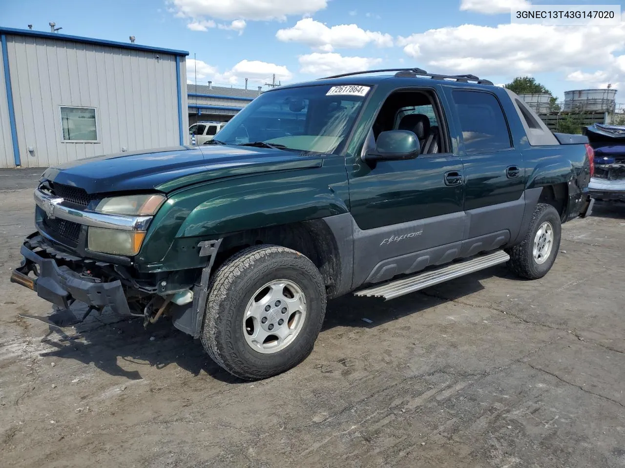 2003 Chevrolet Avalanche C1500 VIN: 3GNEC13T43G147020 Lot: 72617864