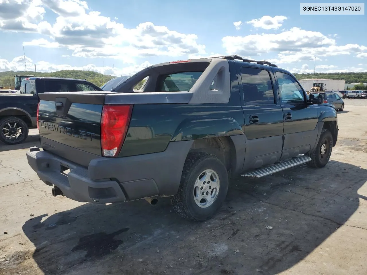 2003 Chevrolet Avalanche C1500 VIN: 3GNEC13T43G147020 Lot: 72617864