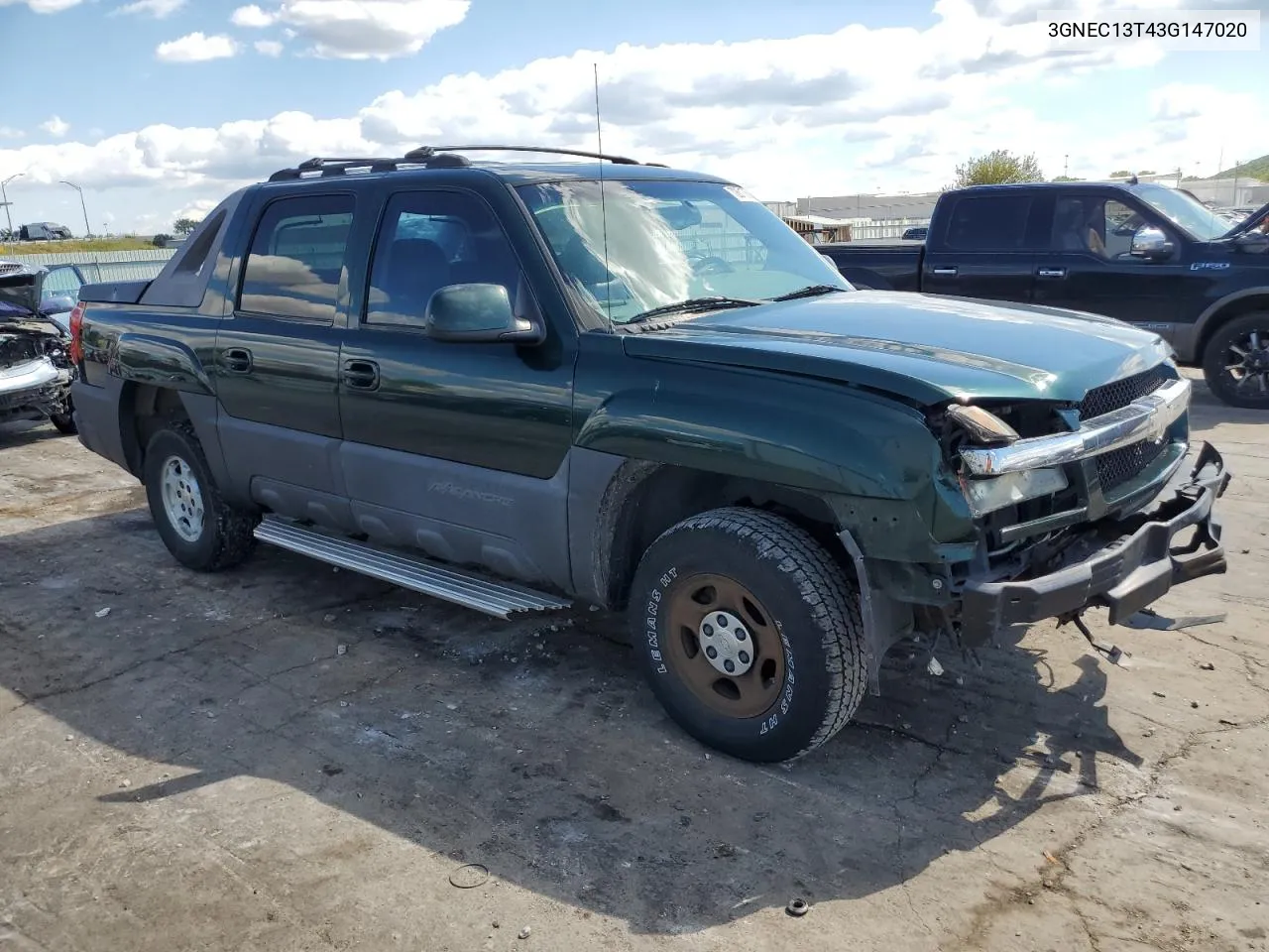 2003 Chevrolet Avalanche C1500 VIN: 3GNEC13T43G147020 Lot: 72617864