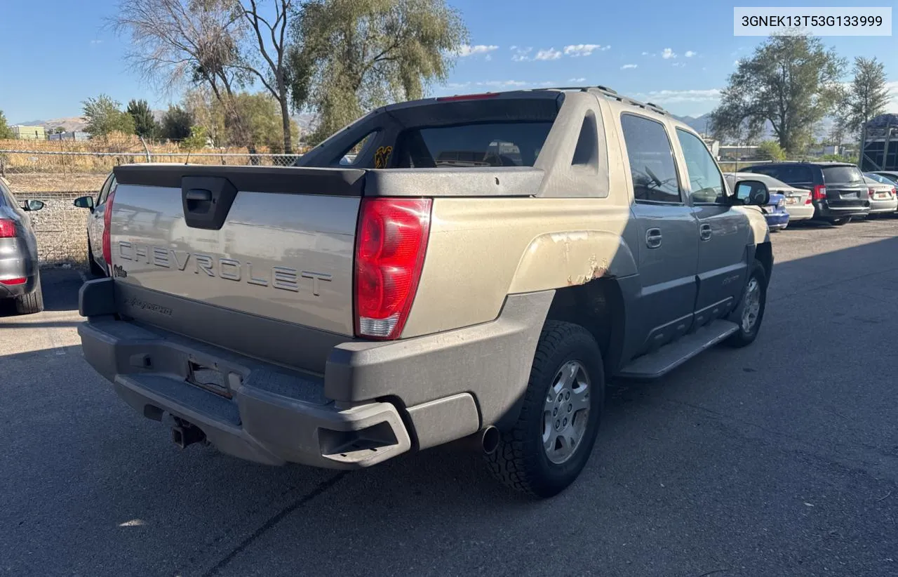 2003 Chevrolet Avalanche K1500 VIN: 3GNEK13T53G133999 Lot: 75233694