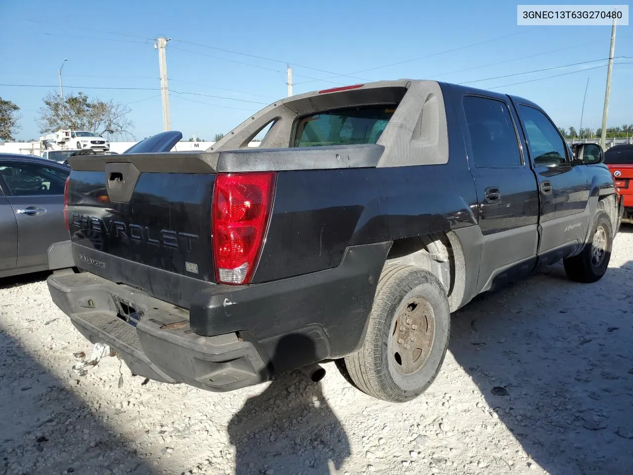 2003 Chevrolet Avalanche C1500 VIN: 3GNEC13T63G270480 Lot: 77134473