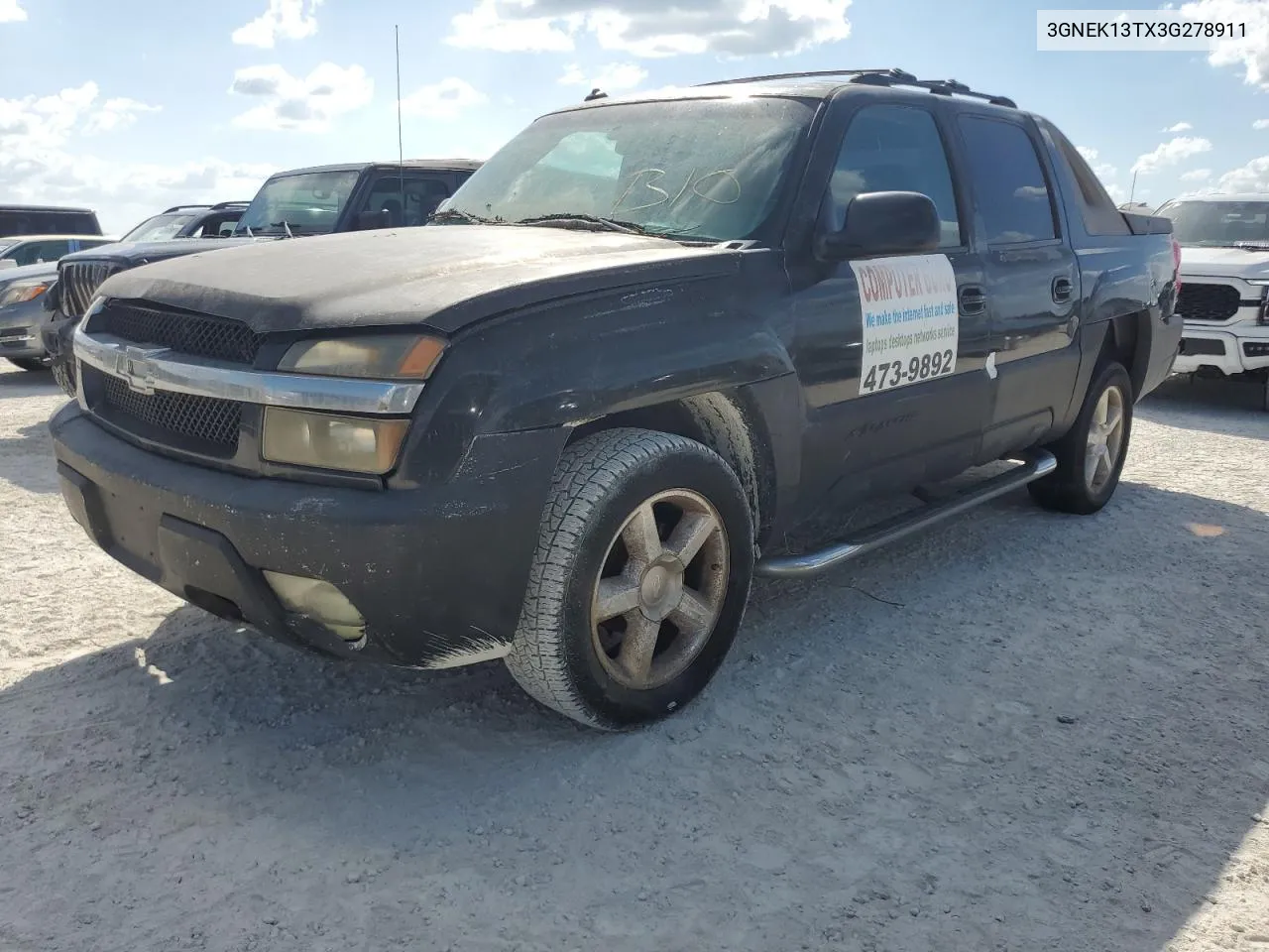 2003 Chevrolet Avalanche K1500 VIN: 3GNEK13TX3G278911 Lot: 77249014