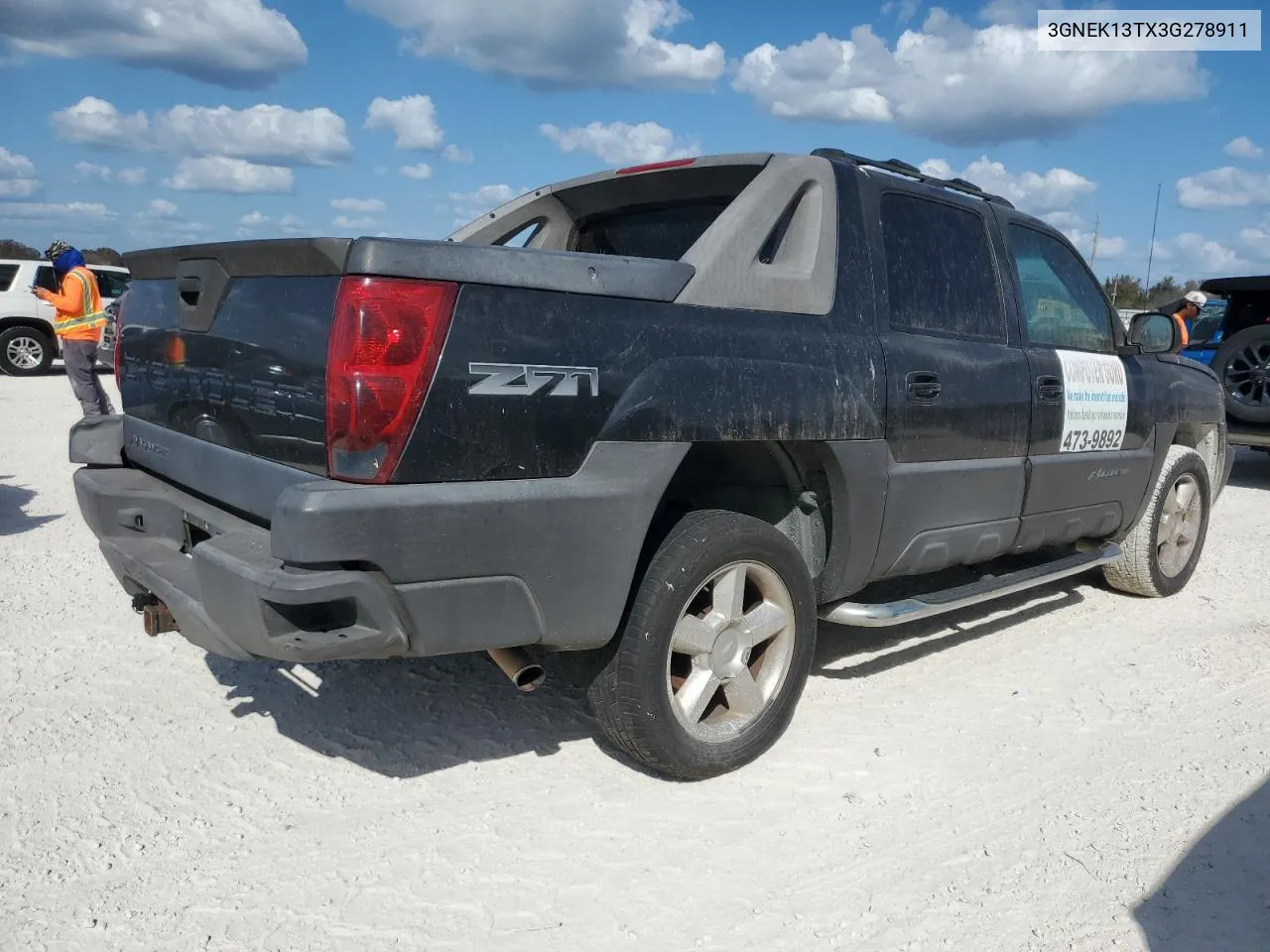 2003 Chevrolet Avalanche K1500 VIN: 3GNEK13TX3G278911 Lot: 77249014