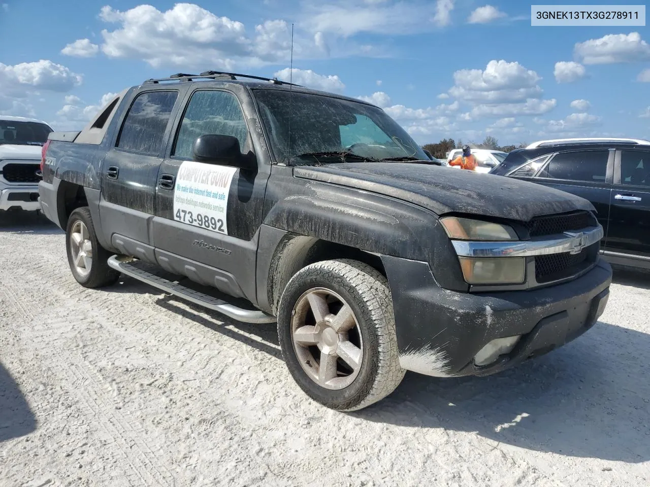 2003 Chevrolet Avalanche K1500 VIN: 3GNEK13TX3G278911 Lot: 77249014