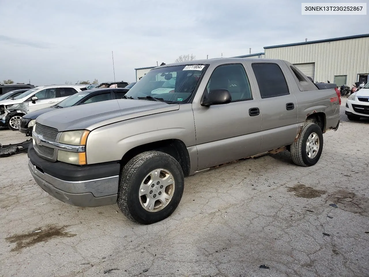 2003 Chevrolet Avalanche K1500 VIN: 3GNEK13T23G252867 Lot: 77711854