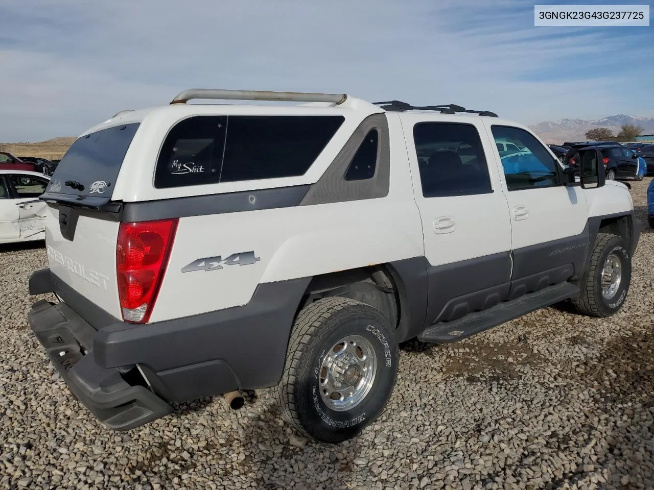 2003 Chevrolet Avalanche K2500 VIN: 3GNGK23G43G237725 Lot: 80223134