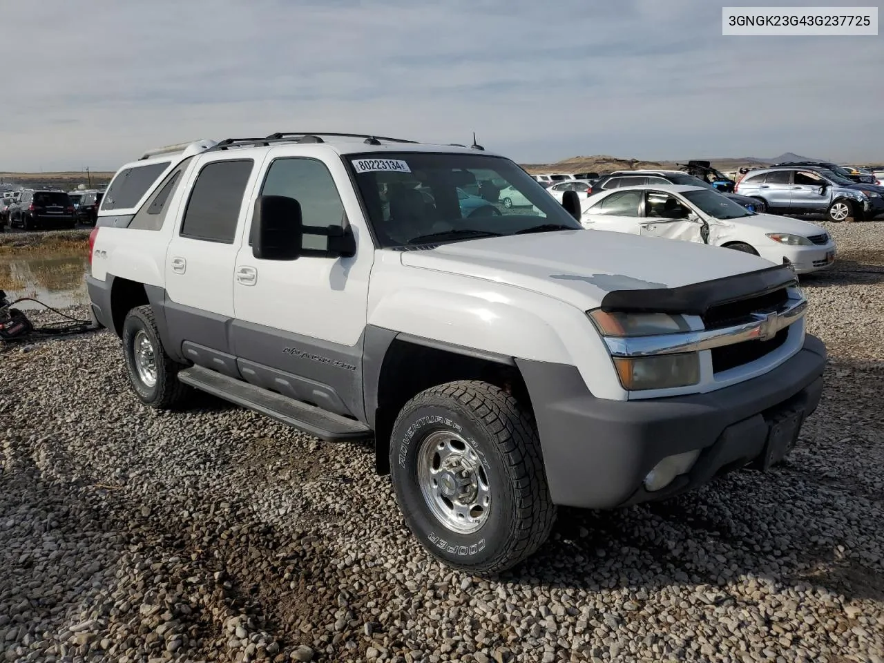 2003 Chevrolet Avalanche K2500 VIN: 3GNGK23G43G237725 Lot: 80223134