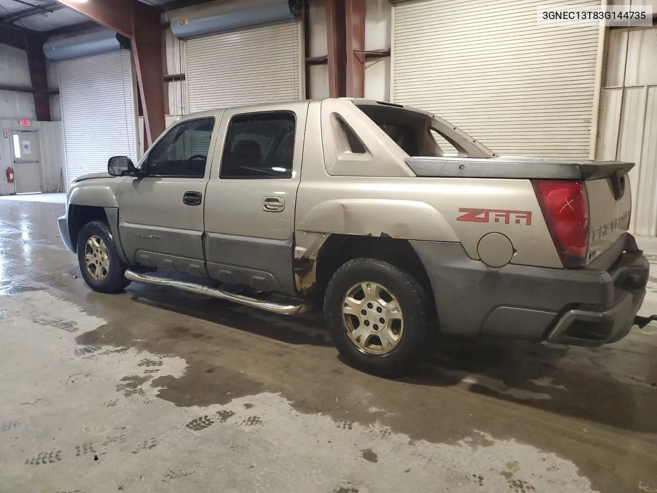 2003 Chevrolet Avalanche C1500 VIN: 3GNEC13T83G144735 Lot: 80972424