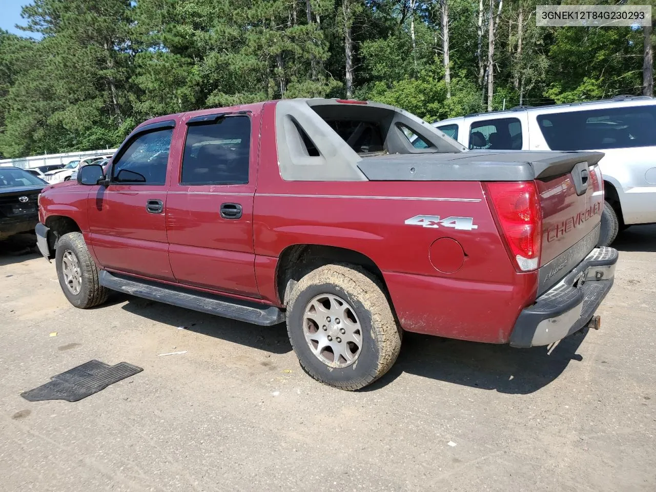 2004 Chevrolet Avalanche K1500 VIN: 3GNEK12T84G230293 Lot: 63843824