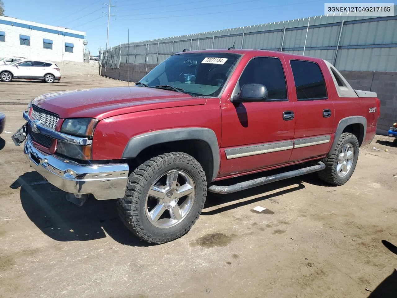 2004 Chevrolet Avalanche K1500 VIN: 3GNEK12T04G217165 Lot: 72071184