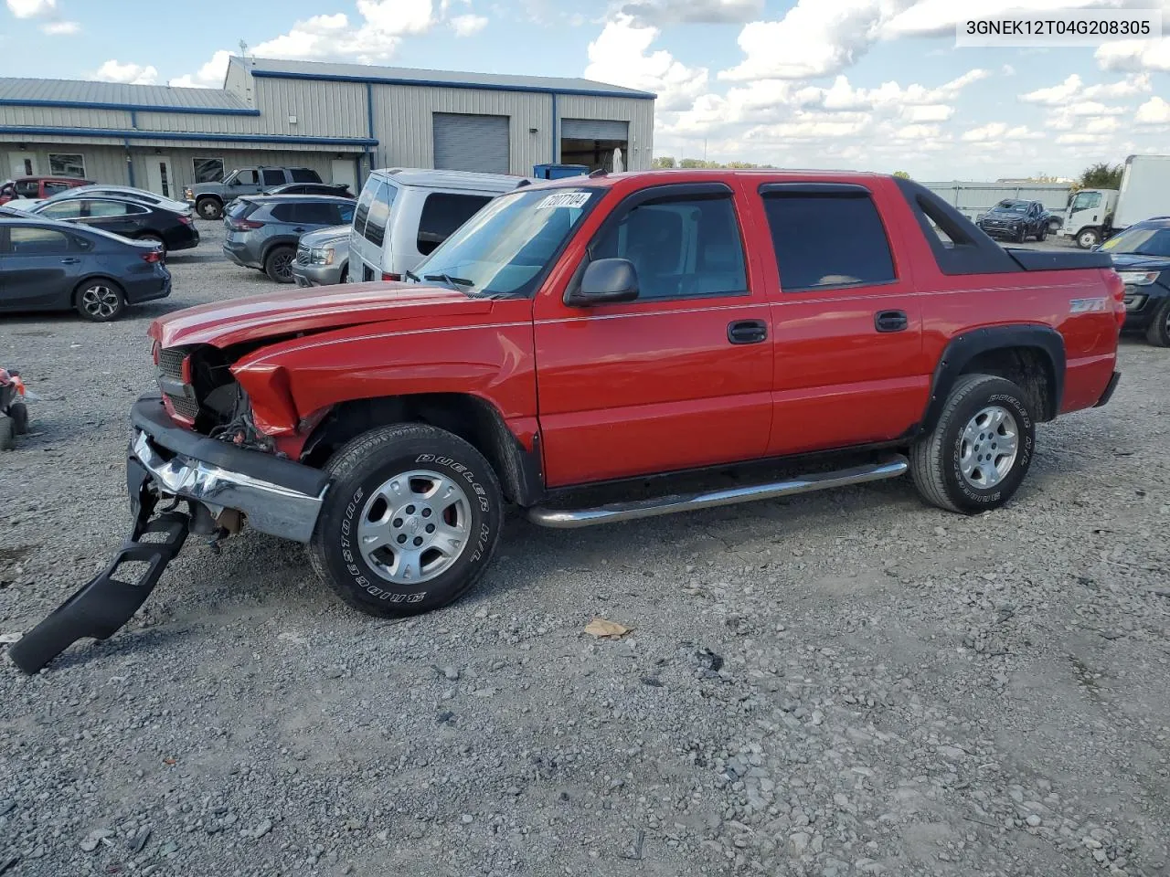 2004 Chevrolet Avalanche K1500 VIN: 3GNEK12T04G208305 Lot: 72077104