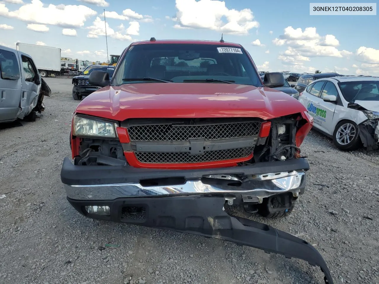 2004 Chevrolet Avalanche K1500 VIN: 3GNEK12T04G208305 Lot: 72077104