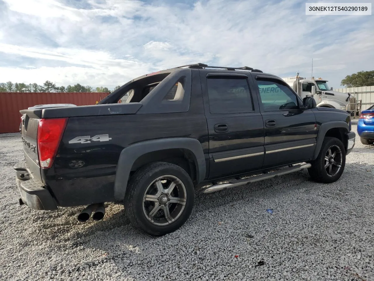 2004 Chevrolet Avalanche K1500 VIN: 3GNEK12T54G290189 Lot: 72940904