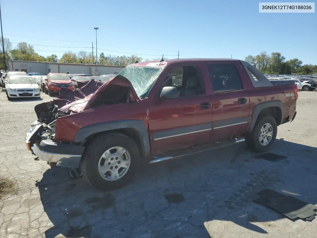 2004 Chevrolet Avalanche K1500 VIN: 3GNEK12T74G188036 Lot: 74882174