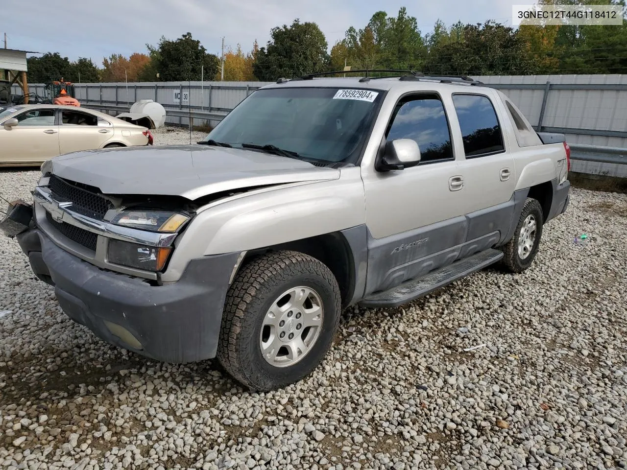 2004 Chevrolet Avalanche C1500 VIN: 3GNEC12T44G118412 Lot: 78592904