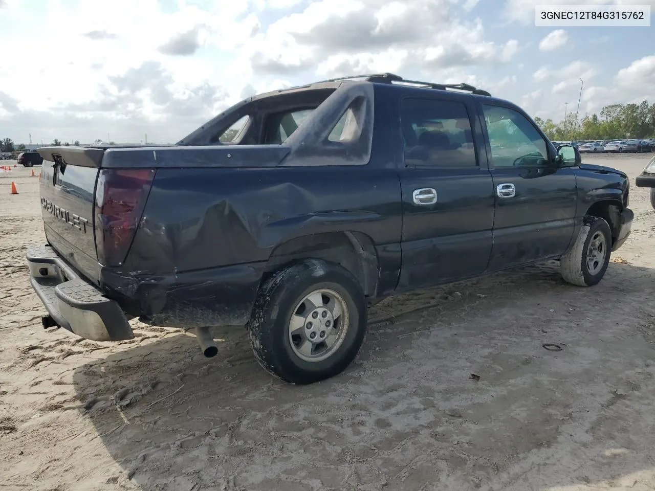 2004 Chevrolet Avalanche C1500 VIN: 3GNEC12T84G315762 Lot: 79922524