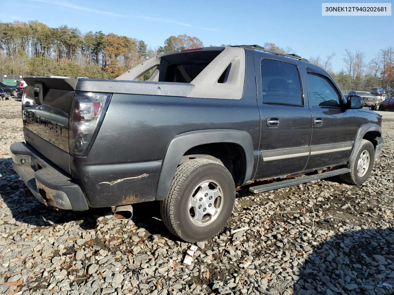 2004 Chevrolet Avalanche K1500 VIN: 3GNEK12T94G202681 Lot: 81526594